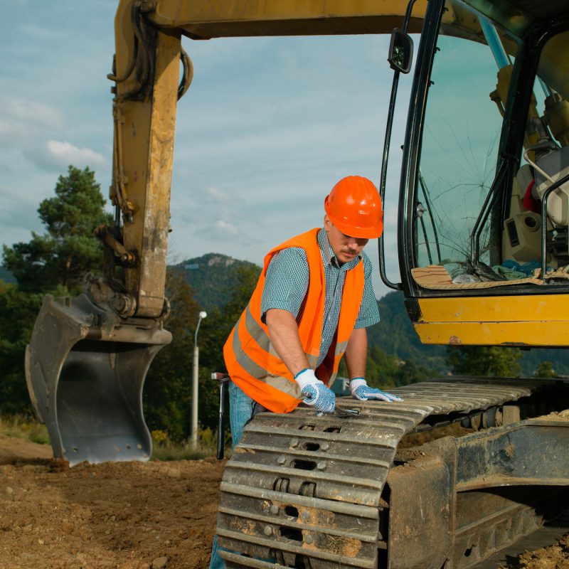 repairing the excavator track